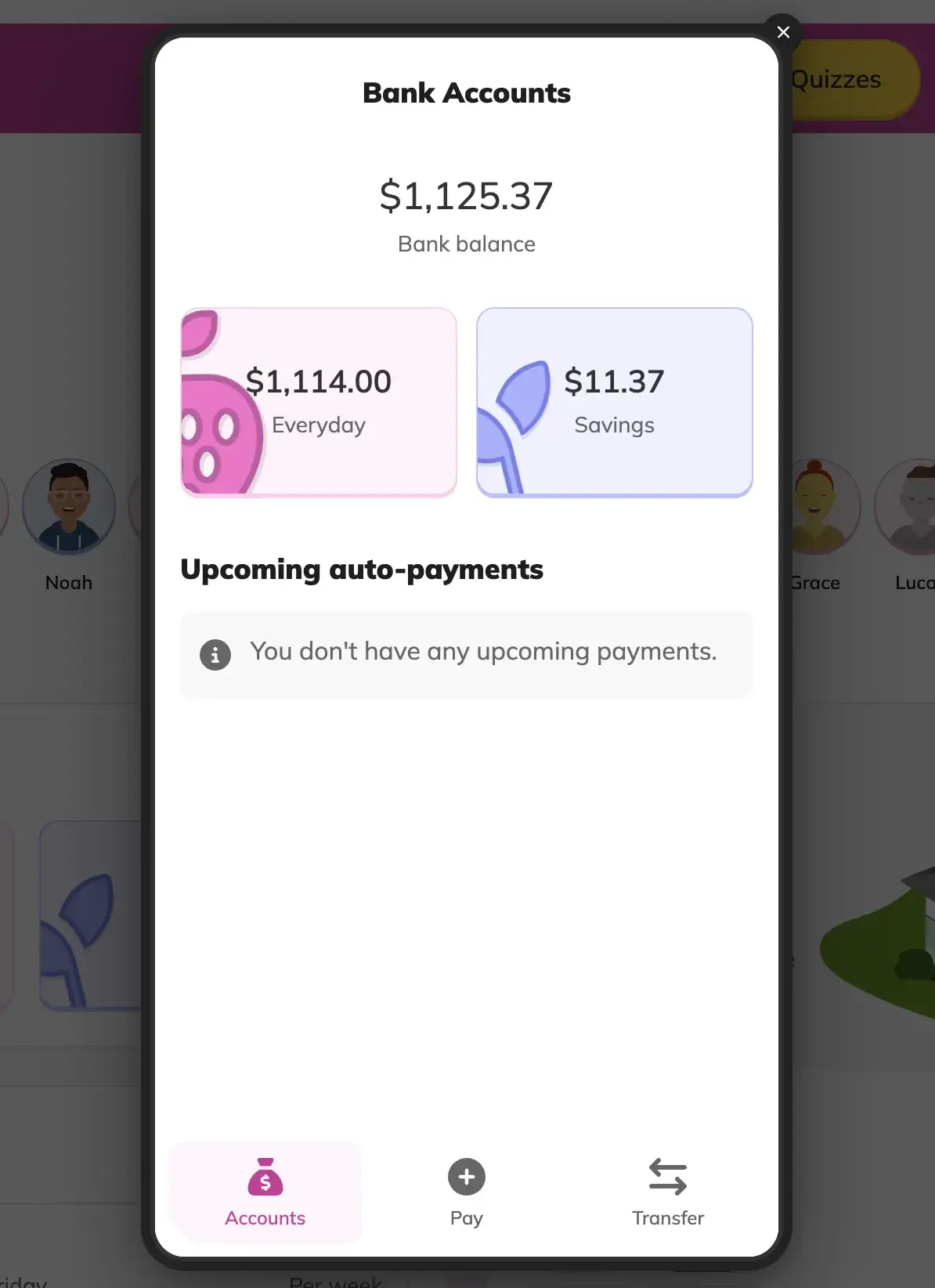 A student's Banqer Primary bank accounts and home